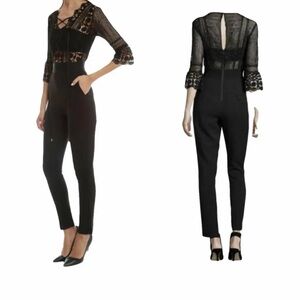 Self-Portrait Black Guipure Lace Eliza Jumpsuit US4.